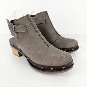 Chaco Taupe Brown Studded Leather Clog Mules